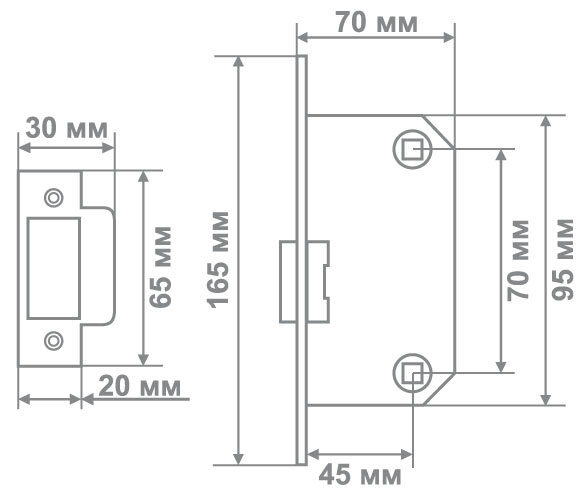 Механизм Медио BAT 7045 square (КВАДРАТ) CP хром (70мм) (50 шт)