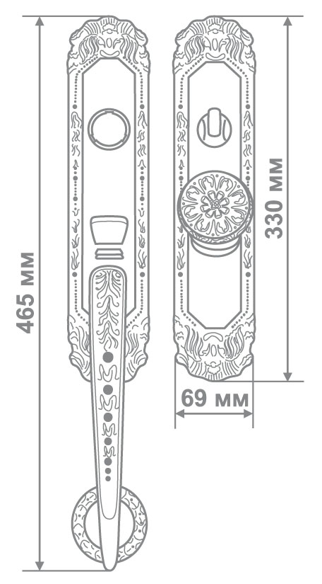 Ручка на планке 02M-042L-006 ABD мат.черный/бронза (+ замком, цилиндр) (4 шт)