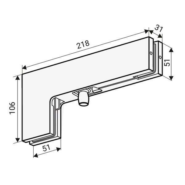 Фитинг угловой верхний NOTEDO FS-F40 SSS (AISI 304) для стеклянных дверей толщиной 10, 12 мм