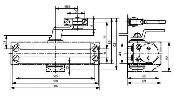 Доводчики DORMA TS 77 EN 3 с рычагом серебристый 60 кг/950 мм (12 шт)