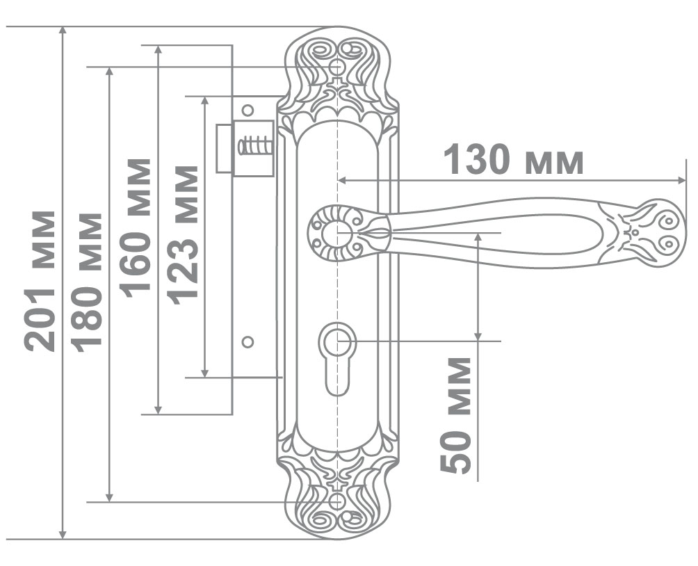 Ручка Медио S631-322 на планке с мех/цилиндр MABM мат.бронза (58мм) (10 шт.)